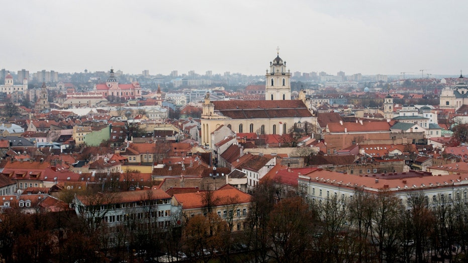 The skyline in Vilnius, Lithuania