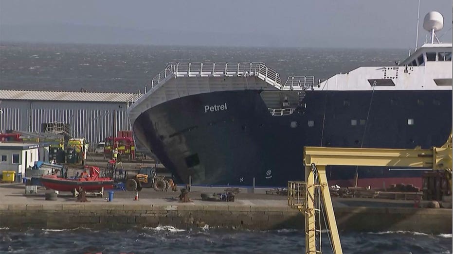 Ship tips over in Edinburgh dock