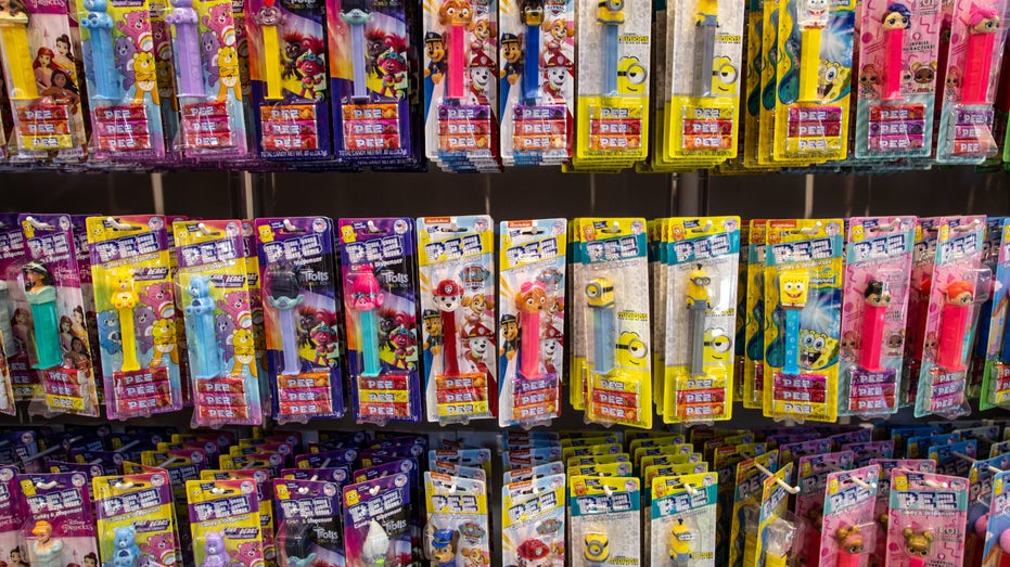 A display of Pez candy dispensers
