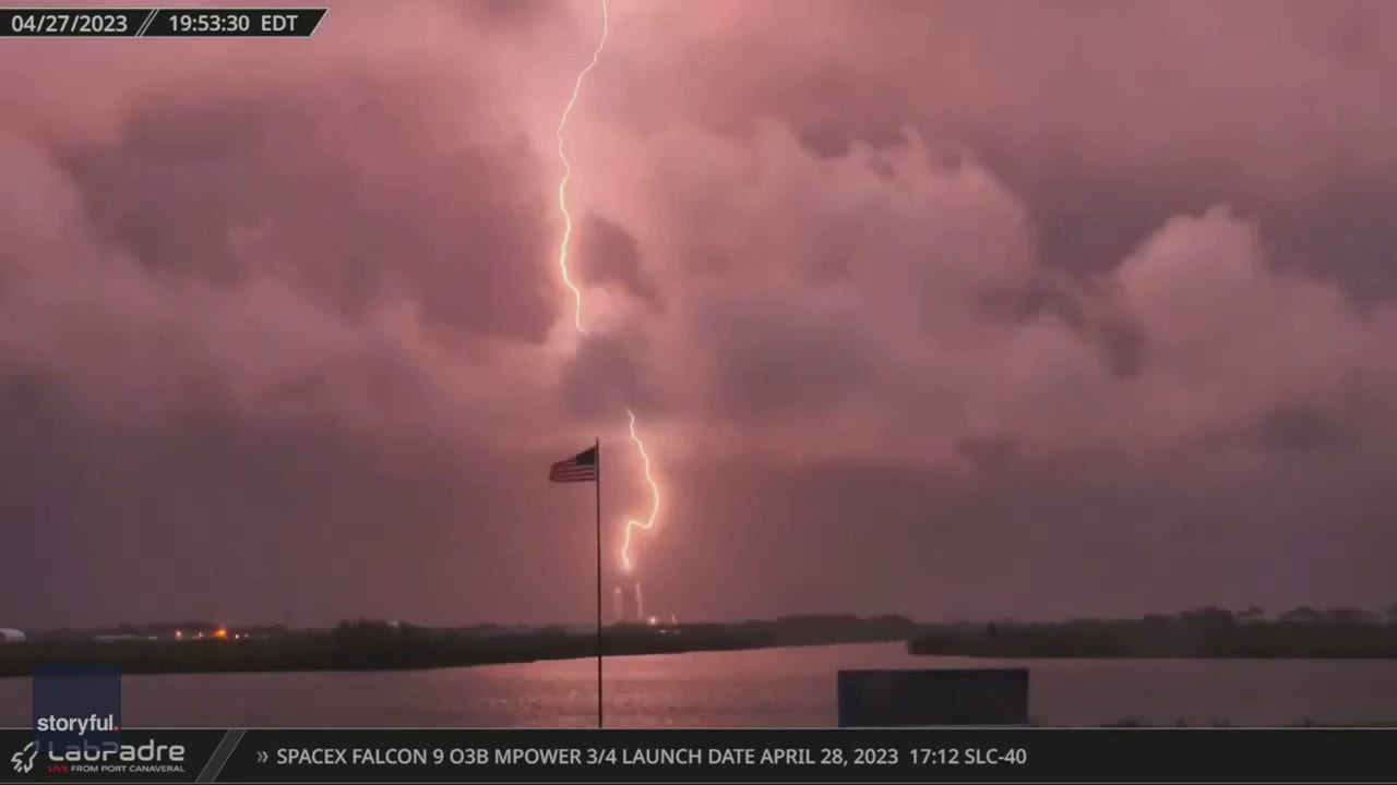 Moment lightning strikes SpaceX launch pad caught on camera Fox Business Moment lightning strikes SpaceX launch pad caught on camera Fox Business