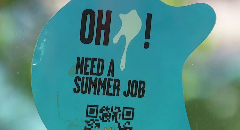 Summer job hiring sticker on car
