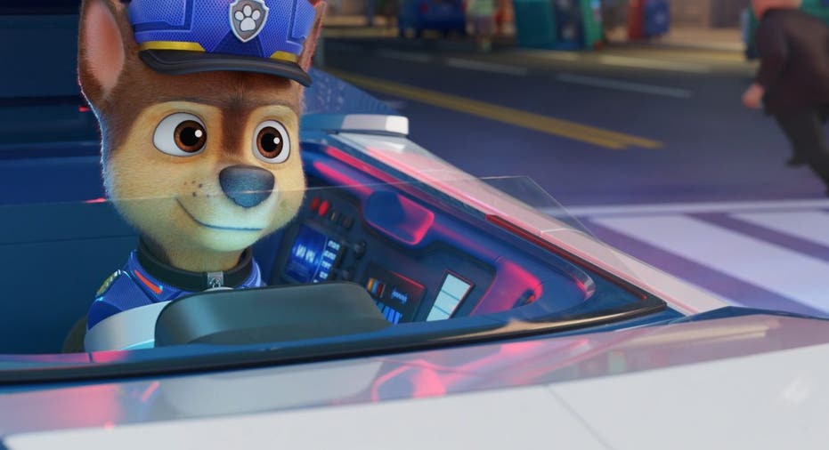 Paw patrol main character drives a car