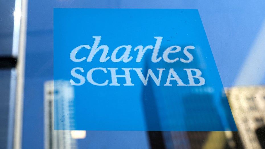 Charles Schwab logo in financial district in New York