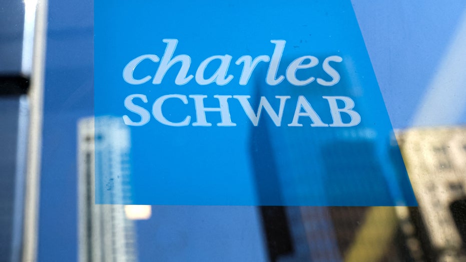 Charles Schwab logo in financial district in New York