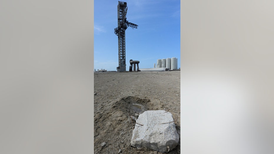 Concrete is shown near SpaceX's launchpad