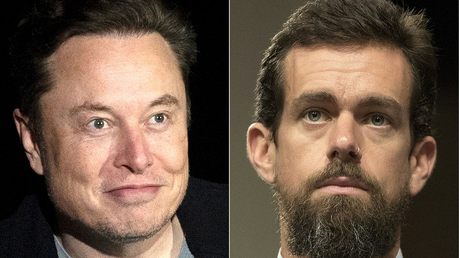 A split of Elon Musk and Jack Dorsey