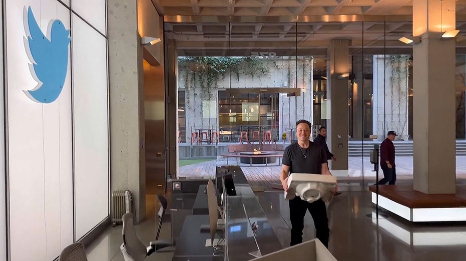 A photo of Elon Musk holding a sink