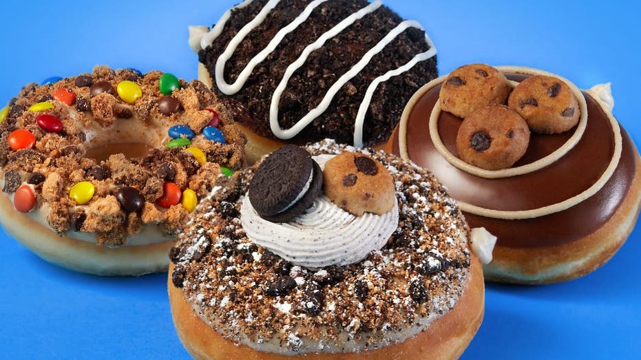 Krispy Kreme's 'Cookie Blast!' doughnut line: Chips Ahoy! Candy Blasts Doughnut, Oreo Cookies & Kreme Filled Doughnut, Chips Ahoy! Cookie Dough Kreme Doughnut and Oreo and Chips Ahoy! Cookie Blast Doughnut.