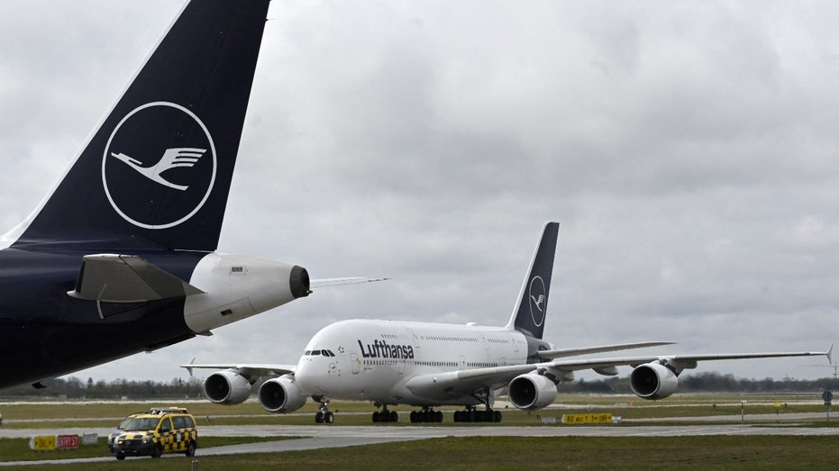 The logo of German airline Lufthansa