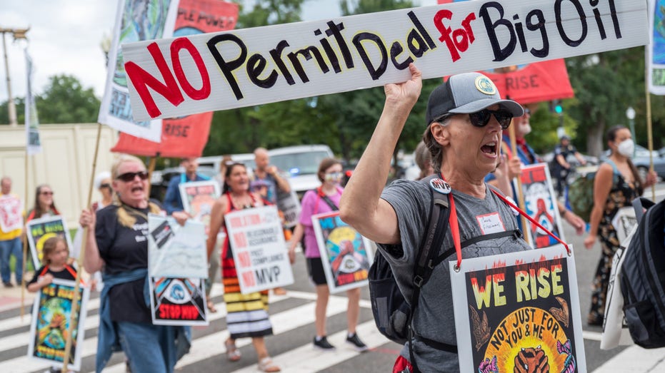 Indigenous climate advocates protest against the Mountain Valley Pipeline project