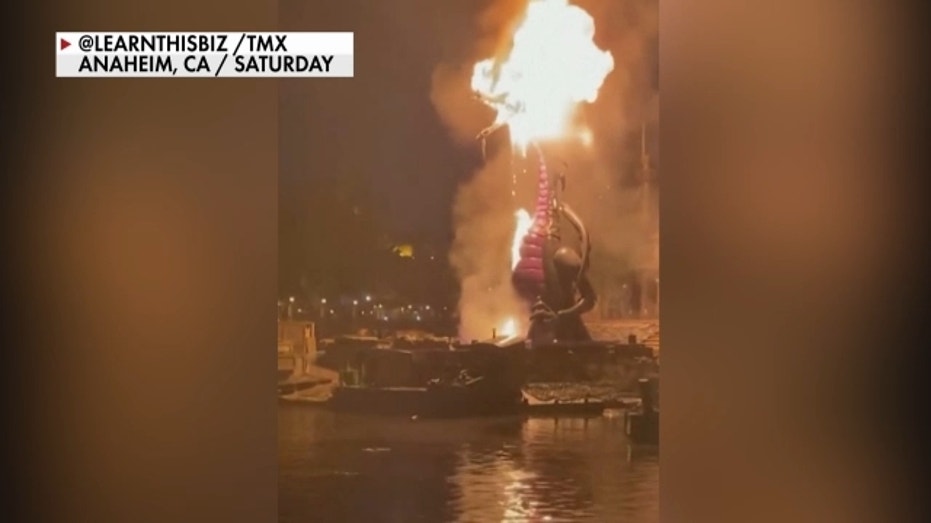 Dragon covered in flames at Disneyland
