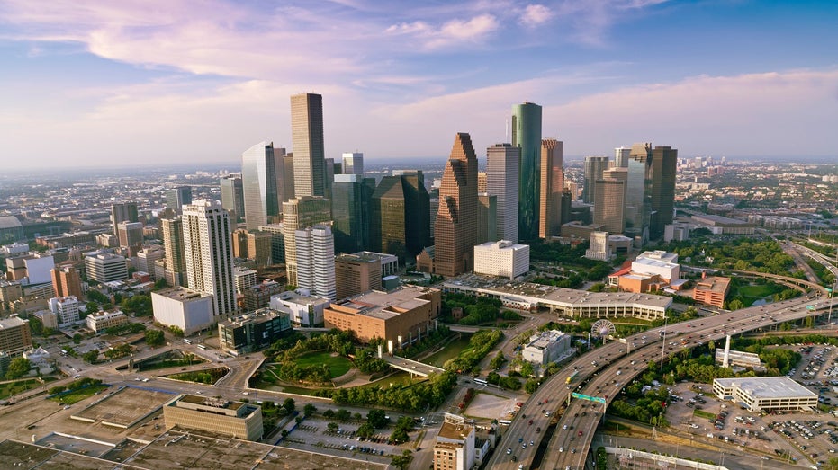 aerial view of Houston Texas downtown