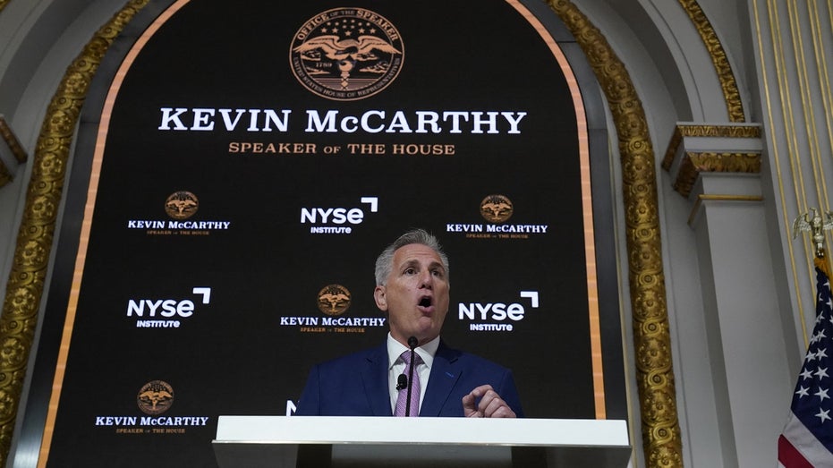 House Speaker Kevin McCarthy speaking before NYSE