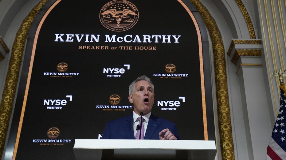 House Speaker Kevin McCarthy speaking before NYSE