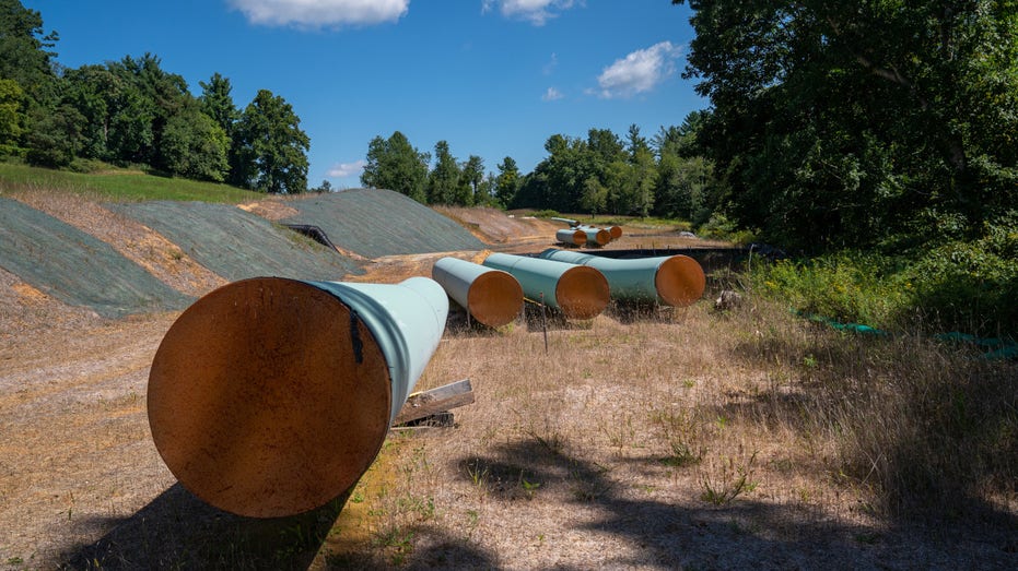 Sections of 42 diameter sections of steel pipe of the Mountain Valley Pipeline