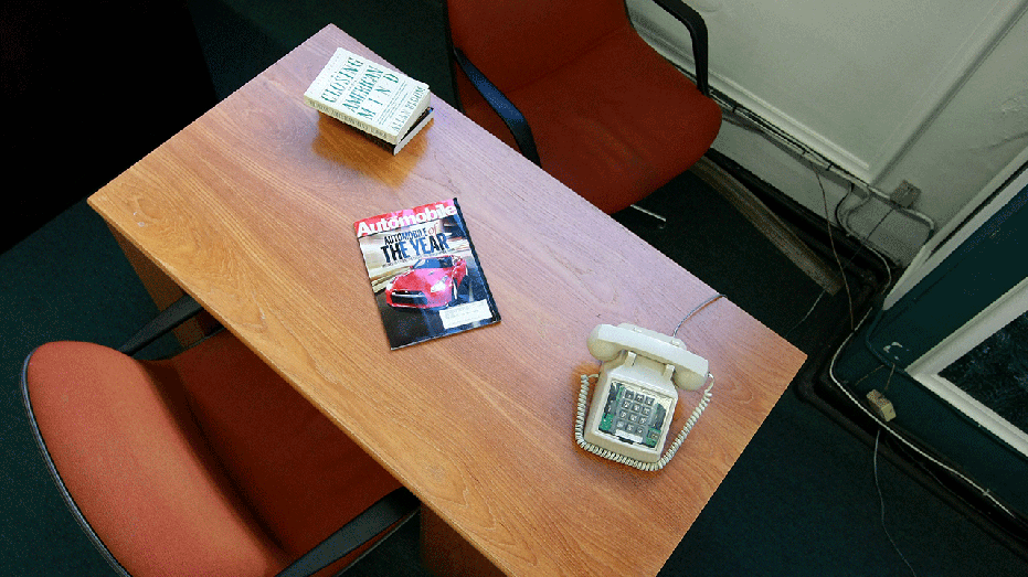 An overhead view of a desk