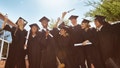 Students smile and wave diplomas after their college graduation. - Fox News