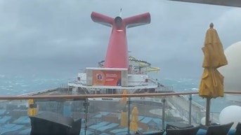 Cruise ship pounded by large waves during coastal storm near Charleston