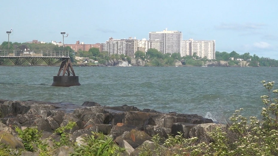 apartment buildings on rocky shoreline in Ohio