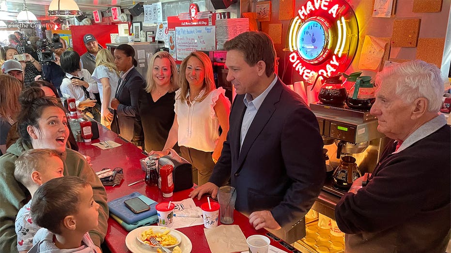 Florida Gov. Ron DeSantis in New Hampshire diner