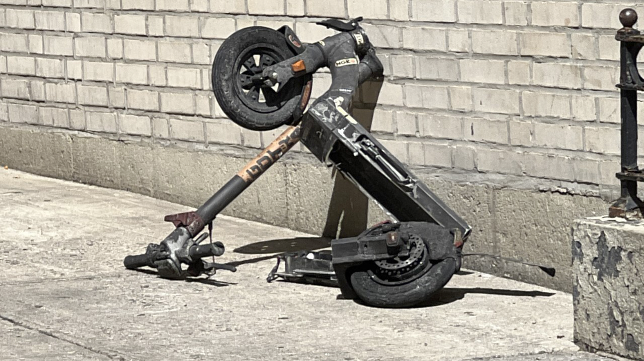 Electric bike outside NYC apartment building after fire