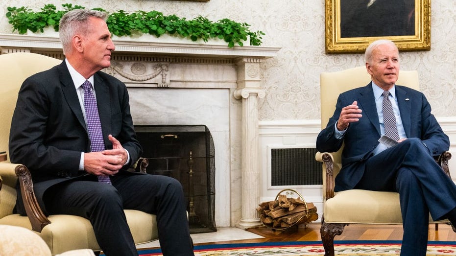 President Biden and Speaker Kevin McCarthy meet in the Oval Office