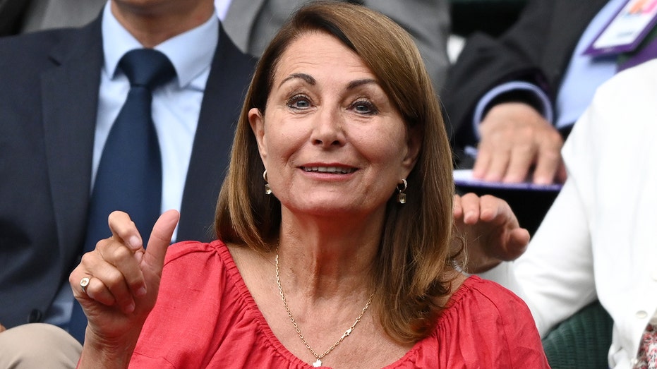 Carole Middleton watching a tennis match on day 11 of Wimbeldon