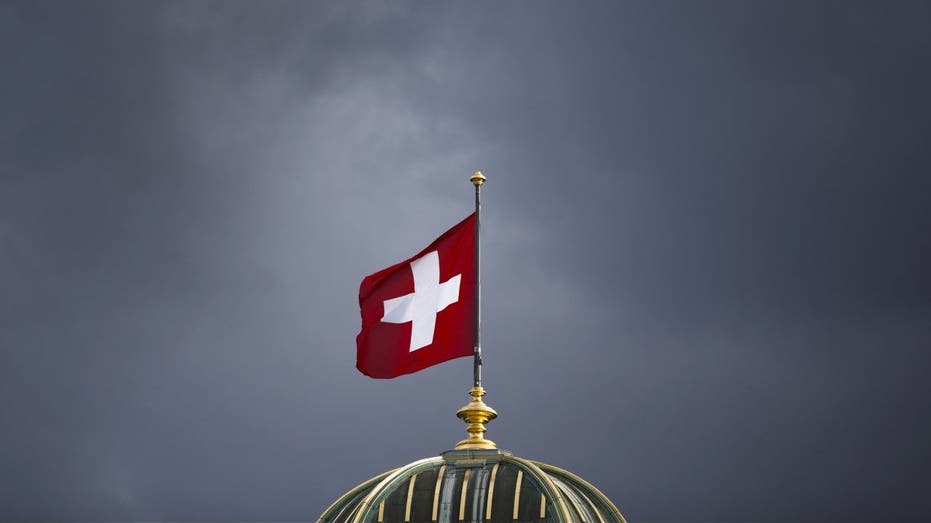 Swiss flag flying