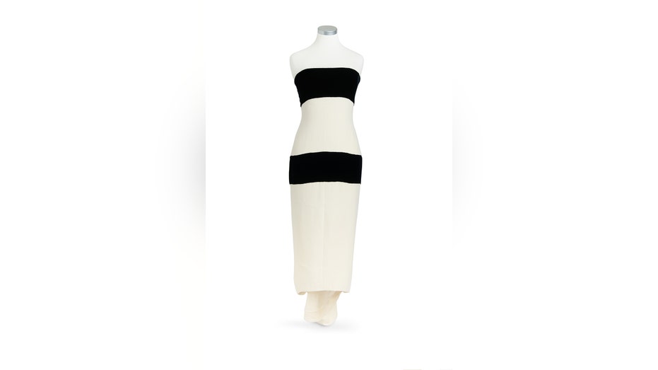 A black and white strapless dress owned by Princess Diana