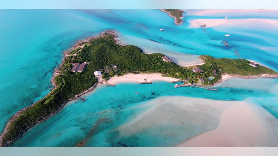 Aerial view of the private island