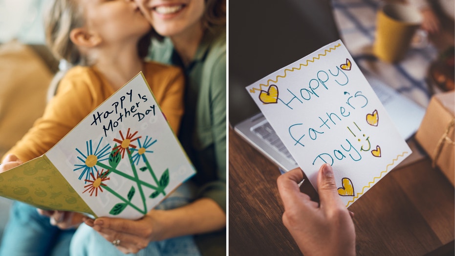 Mother's Day and Father's Day celebrated with cards and gifts.