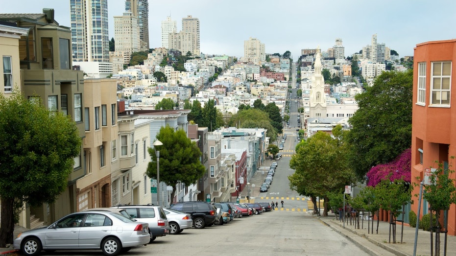 San Francisco California street skyline