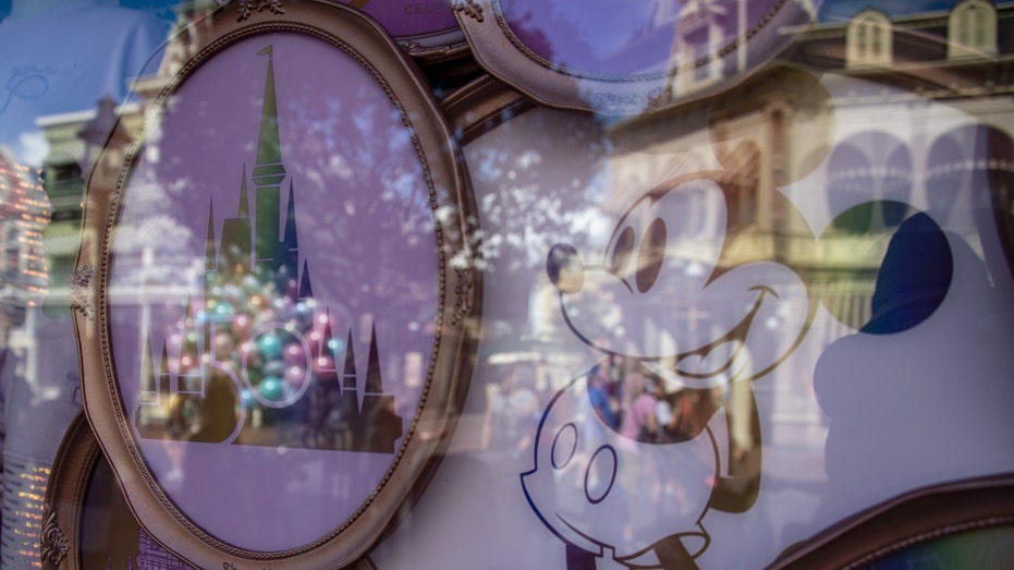 Walt Disney World balloons reflected in a window