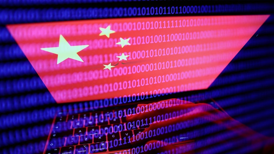 Chinese flag on computer