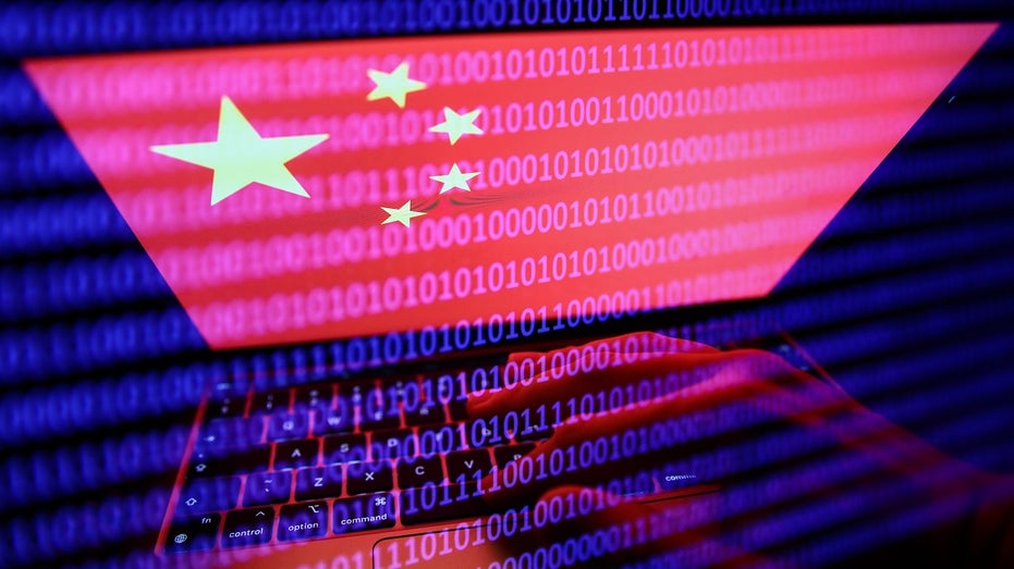 Chinese flag on computer