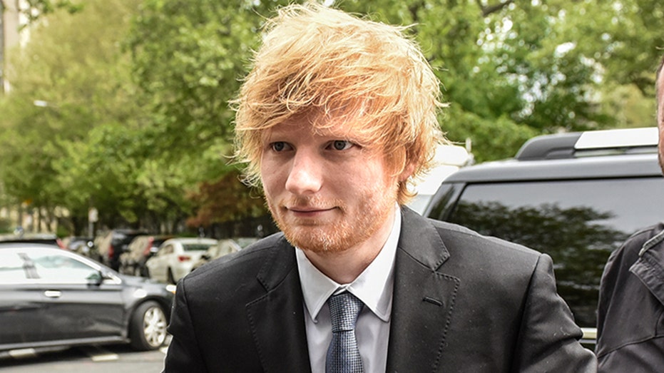 Ed Sheeran wears suit and tie while heading to New York court for copyright trial