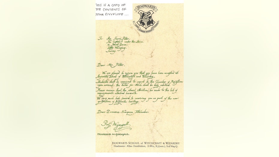 Hogwarts acceptance letter from first 'Harry Potter' movie could