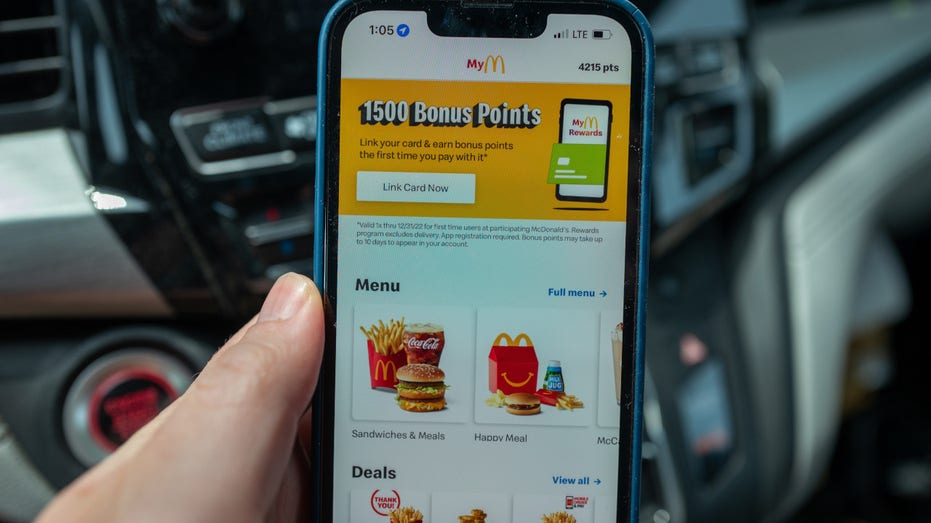 A customer uses the McDonald's app