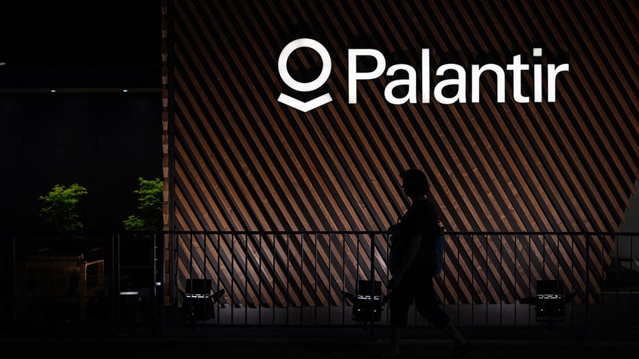Palantir logo on building in Switzerland
