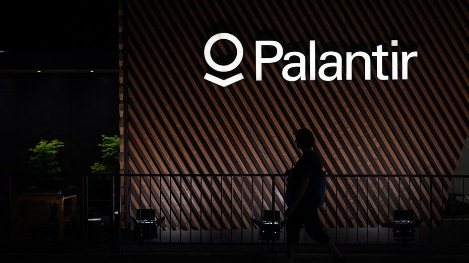 Palantir logo on building in Switzerland