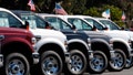 COLMA, CA - OCTOBER 02:  Brand new Ford trucks are seen on display at a Ford delership October 2, 2007 in Colma, California. Ford reported today a 21 percent decline in September sales citing weak sales to rental car agencies as one of the main factors in the loss. 