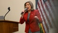 CEDAR RAPIDS, IOWA - MAY 13: Sen. Joni Ernst (R-IA) speaks during an Iowa GOP reception on May 13, 2023 in Cedar Rapids, Iowa. Florida Gov. Ron DeSantis, an attendee of the event, has received the endorsement of 37 Iowa lawmakers for the Republican presidential nomination next year. (Photo by Stephen Maturen/Getty Images)
