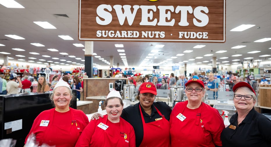 Employees at Buc-ee's selling sweets