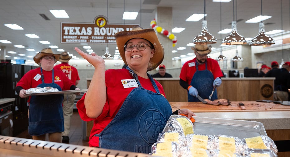 A woman wearing a cowboy had at Buc-ee's in Tennessee