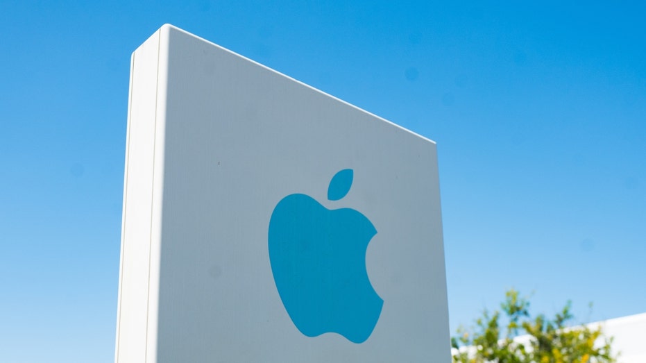 Apple headquarters sign in Cupertino, California