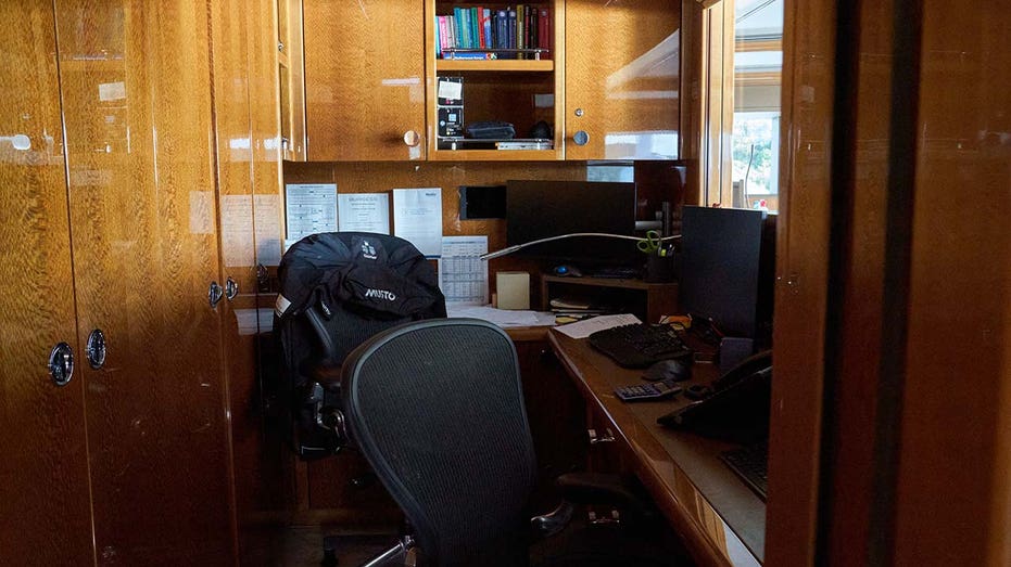 An office onboard the yacht Alfa Nero