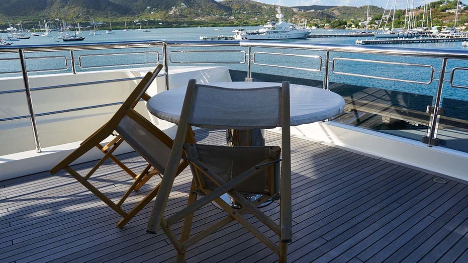 Stowed chairs on superyacht