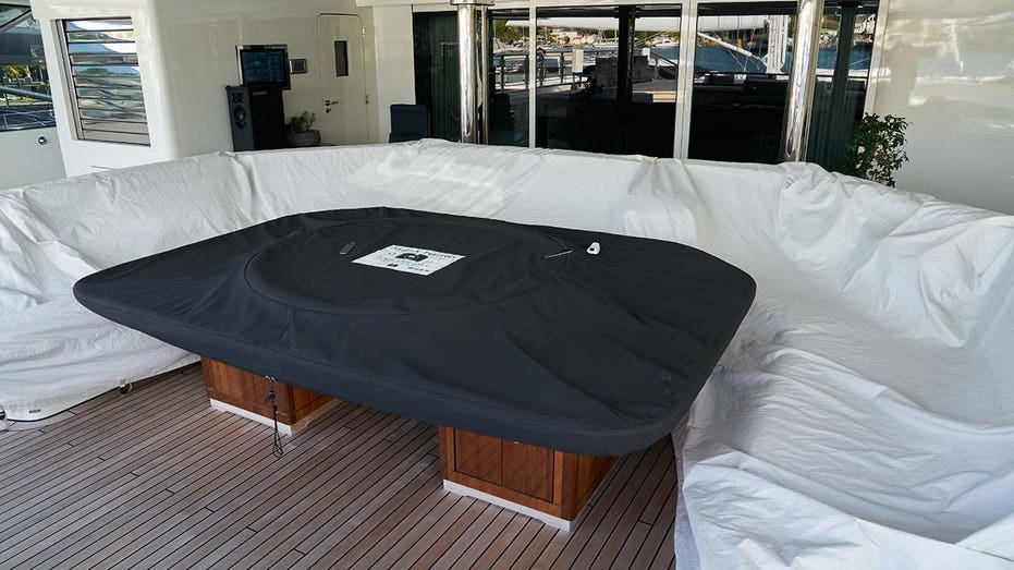 Covered deck furniture on the superyacht