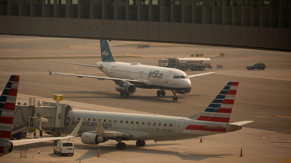 American Airlines plane at LaGuardia airport