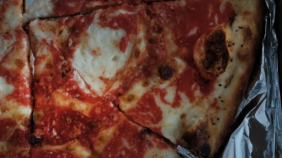 up close view of a pizza pie